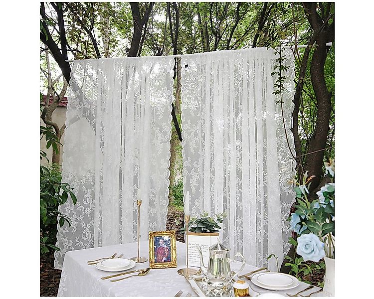 Qelus Scheibengardine Window Sheer Spitze Tür Vorhänge Weiß Rutentasche Küc günstig online kaufen