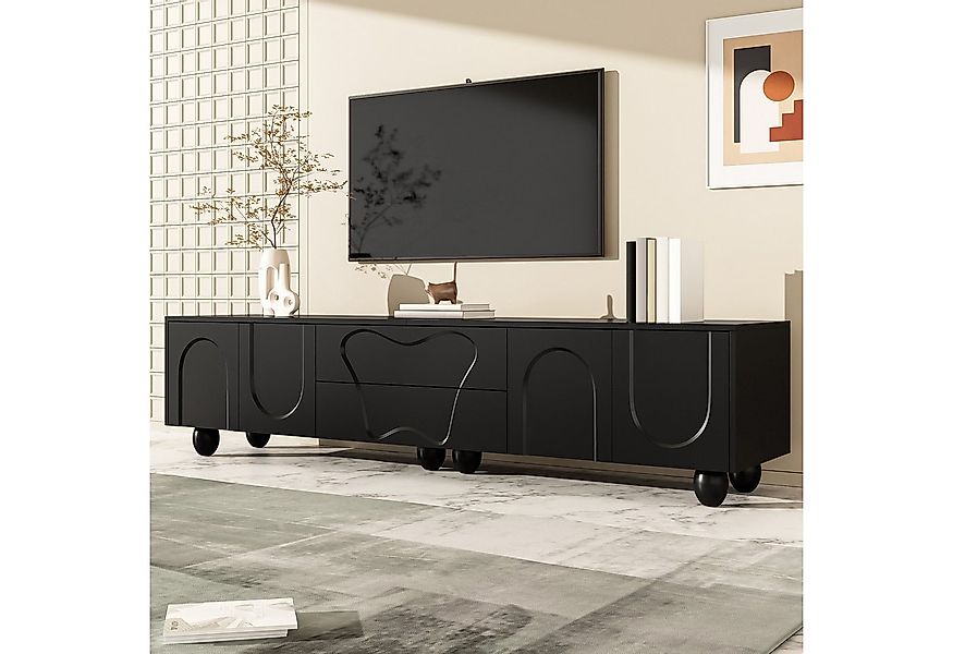 Odikalo TV-Schrank Lowboard TV-Bank Schubladen Aufbewahrung Holzbeinen, für günstig online kaufen