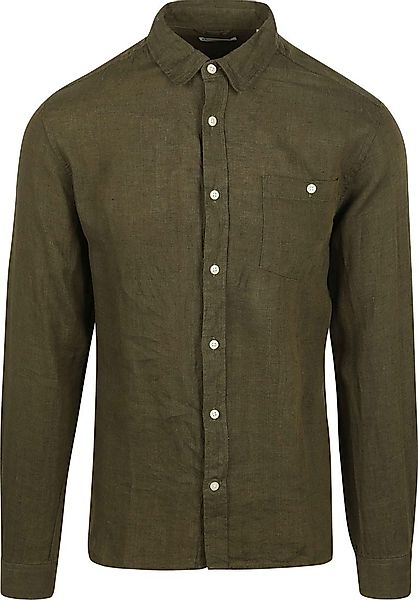 KnowledgeCotton Apparel Hemd Leinen Olivgrün - Größe L günstig online kaufen