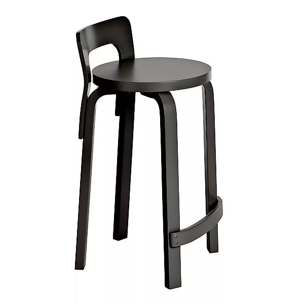 Artek - K65 Barstuhl Gestell lackiert - schwarz/Sitzfläche Birkenfunier lac günstig online kaufen