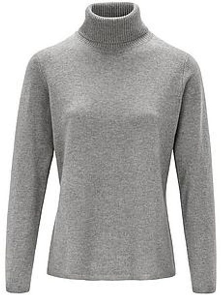 Rollkragen-Pullover aus Schurwolle und Kaschmir Peter Hahn grau günstig online kaufen