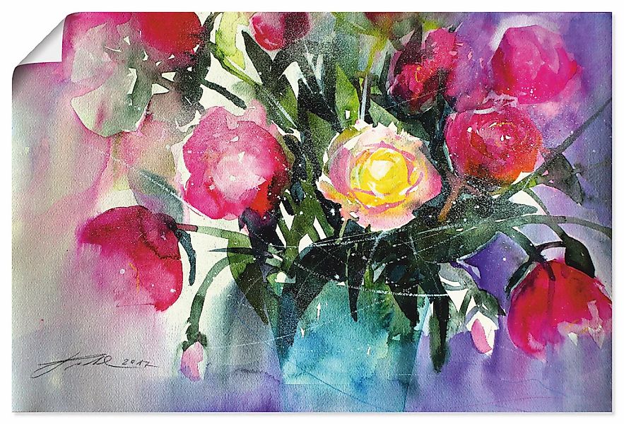 Artland Wandbild "Pfingstrosen in Vase" Arrangements 1 Stk. tlg. als Leinwa günstig online kaufen
