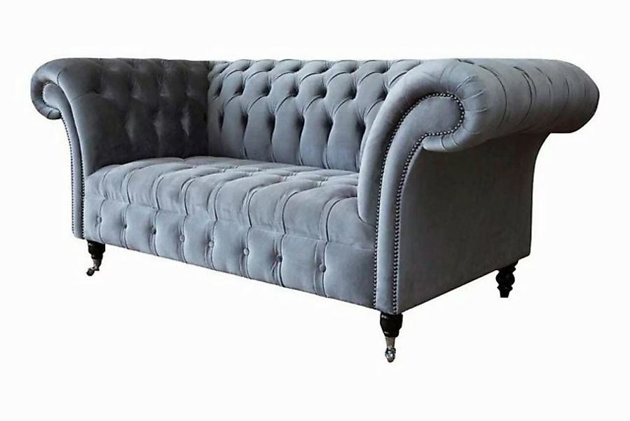 JVmoebel Sofa Chesterfield Sofa 2 Sitzer Luxus Couch Wohnzimmer Sofas Grau günstig online kaufen