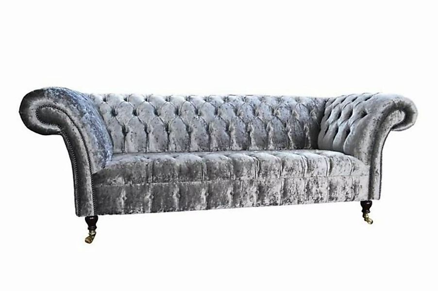 JVmoebel Sofa Designer Graues Chesterfield Sofa 3 Sitzer Couch Polster Sofa günstig online kaufen