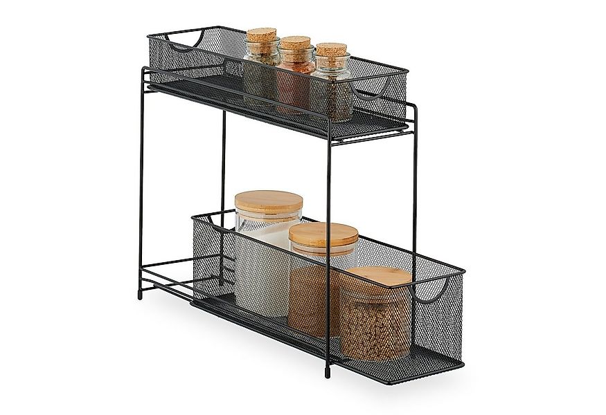 relaxdays Küchenregal Metall Küchenschrank Organizer, schwarz günstig online kaufen