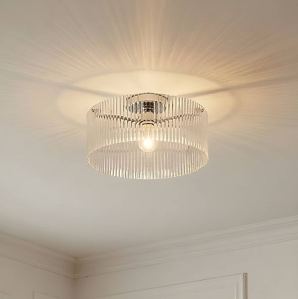 Lucande Deckenleuchte Meritt, chrom/klar, Ø 40 cm, Glas günstig online kaufen