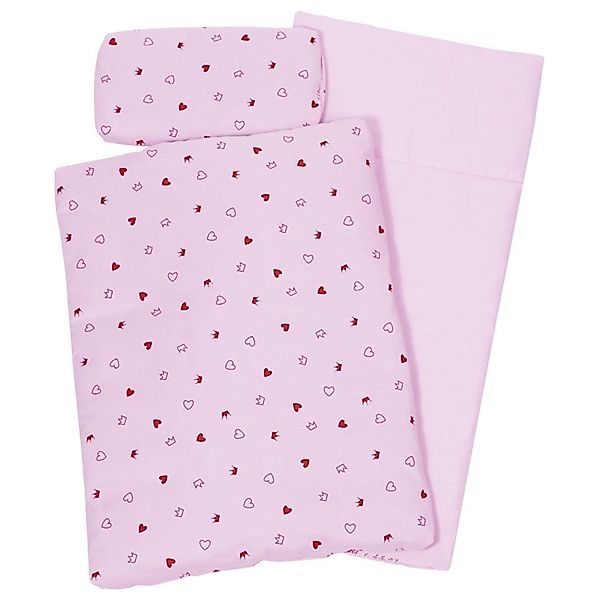 goki Puppen Bettwäsche Puppenbettzeug rosa/weiß Herz/Krone günstig online kaufen