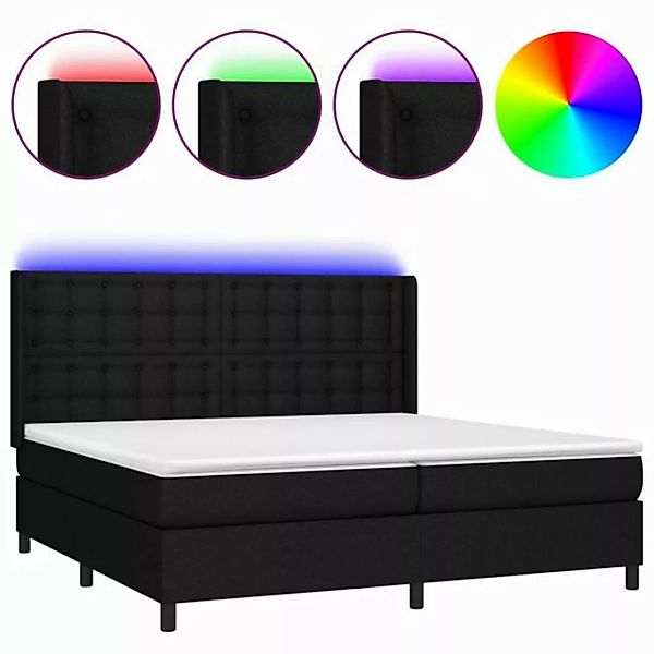 vidaXL Boxspringbett Boxspringbett mit Matratze LED Schwarz 200x200 cm Stof günstig online kaufen