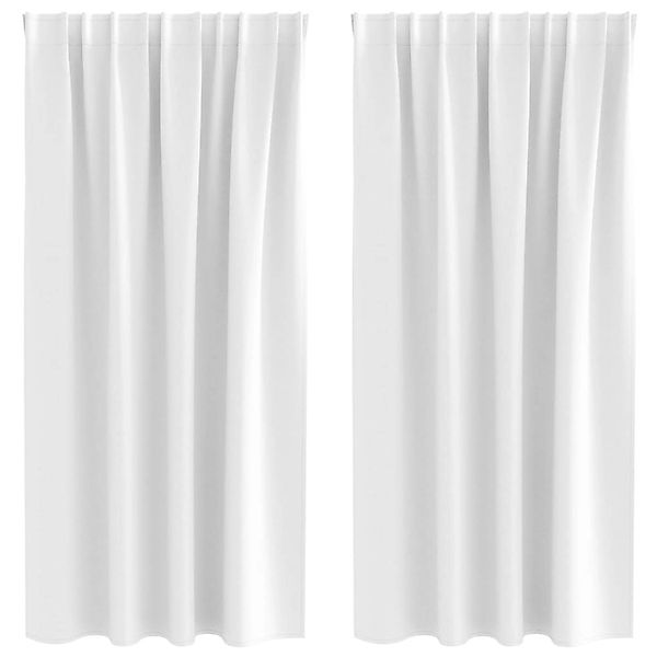 vidaXL Verdunkelungs-Vorhänge mit Ringen Hellweiß Polyester 4107494 günstig online kaufen