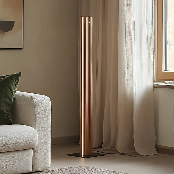 Lucande LED-Stehleuchte Lieske, schwarz, Eiche, dimmbar günstig online kaufen