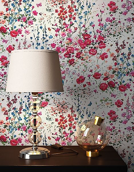 Newroom Vliestapete, Bunt Tapete Landhaus Blumen günstig online kaufen