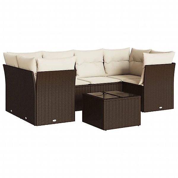 vidaXL 7-Tlg Garten-Sofagarnitur mit Kissen Braun Poly Rattan 3217273 günstig online kaufen