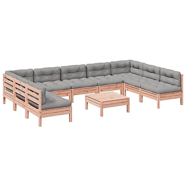 vidaXL 10-Tlg Garten-Sofagarnitur mit Kissen Massivholz Douglasie 3299601 günstig online kaufen