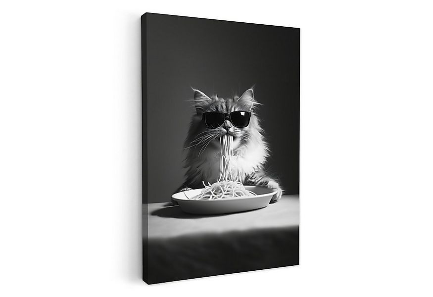 OneMillionCanvasses® Leinwandbild Langhaarkatze - Sonnenbrille - Spaghetti günstig online kaufen
