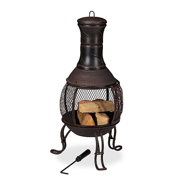 relaxdays Feuerschale Aztekenofen für Garten rot-bronze günstig online kaufen