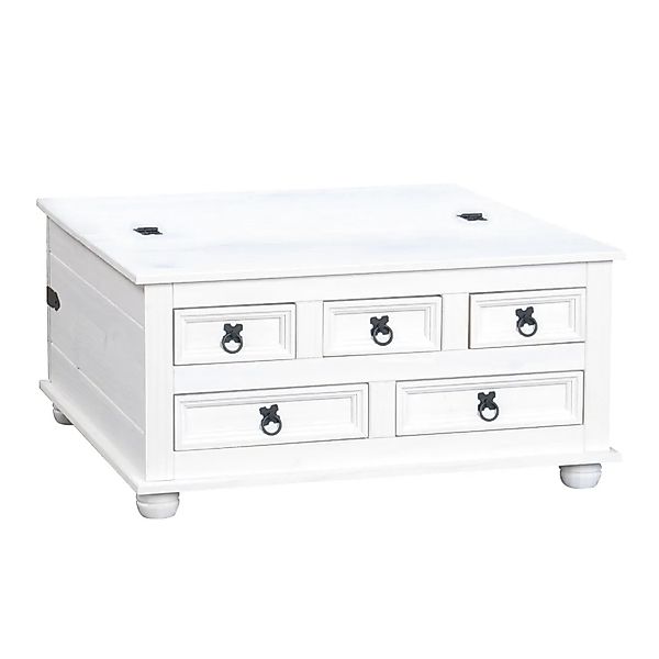 ebuy24 New Mexico Couchtisch mit 5 Schubladen Weiß Wachs günstig online kaufen