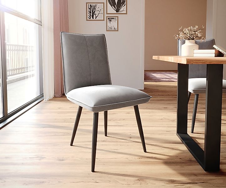 DELIFE Polsterstuhl Lelio-Flex, 4-Fuß konisch Schwarz Samt Grau Taschenfede günstig online kaufen