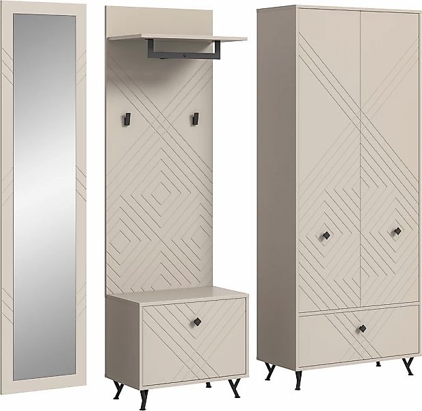 Home affaire Garderoben-Set "Mento, 4-teilig, Ornamentfräsung in der Front, günstig online kaufen