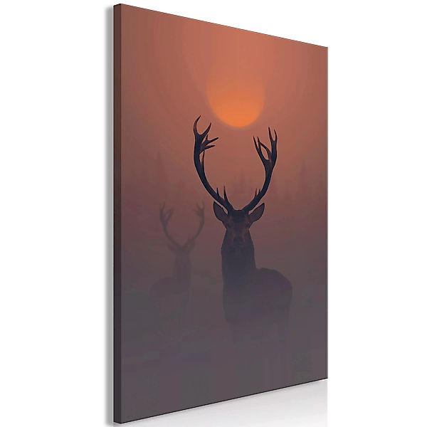 Wandbild - Deers in the Fog (1 Part) Vertical günstig online kaufen