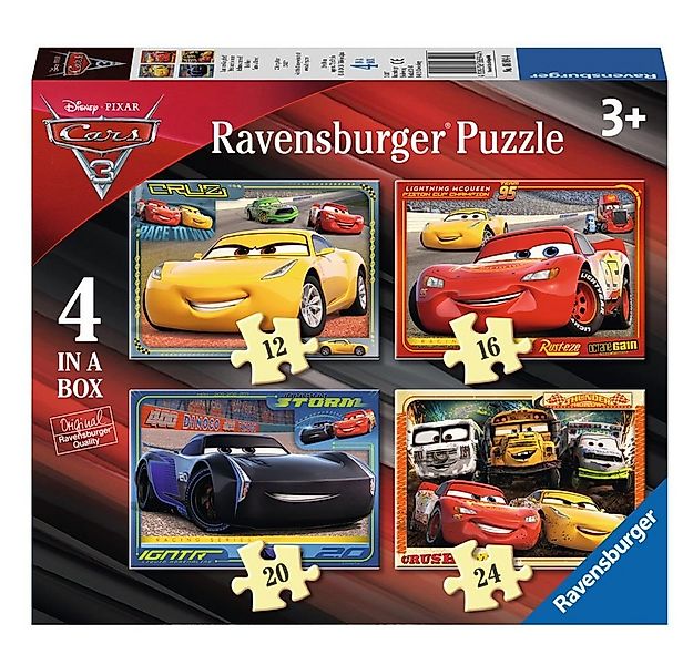Disney Cars Puzzle 4 in 1 Kinder Puzzle Box Disney Cars 3 Ravensburger Lege günstig online kaufen