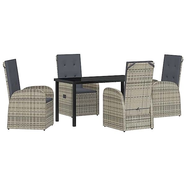 vidaXL Garten Essgruppe mit Kissen 5-Tlg Grau Poly Rattan 3379480 günstig online kaufen