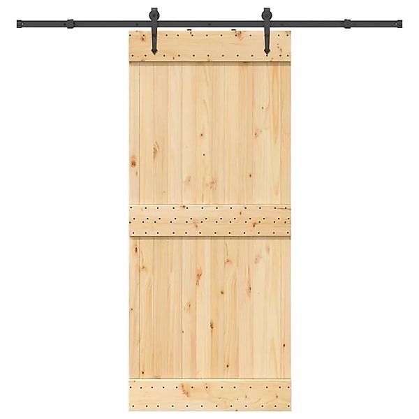 vidaXL Schiebetür mit Beschlag 90x210 cm Massivholz Kiefer 3332697 günstig online kaufen