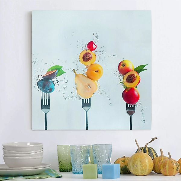 Leinwandbild Küche - Quadrat Fruchtsalat günstig online kaufen
