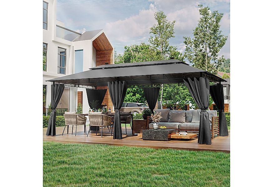 HOMALL Pavillon wetterfestes Gartenpartyzelt mit 6 Seitenwänden, mit Solar- günstig online kaufen