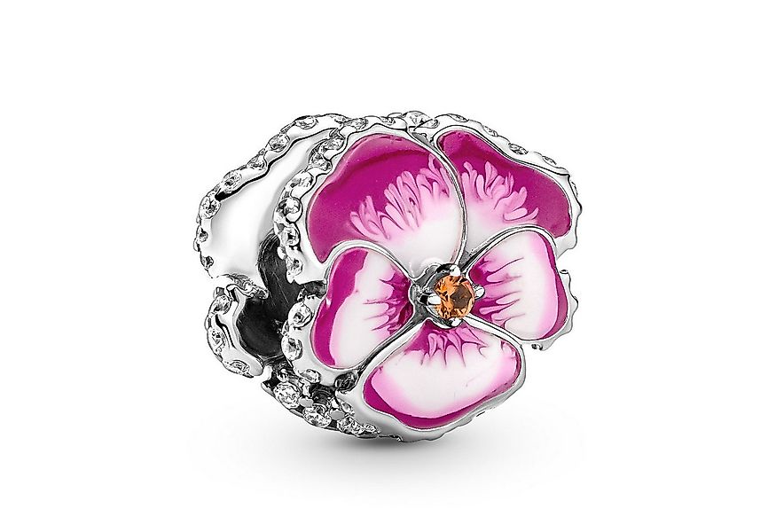 Pandora Blumenanhänger Charm Silber Pinkfarbenes Stiefmütterchen günstig online kaufen