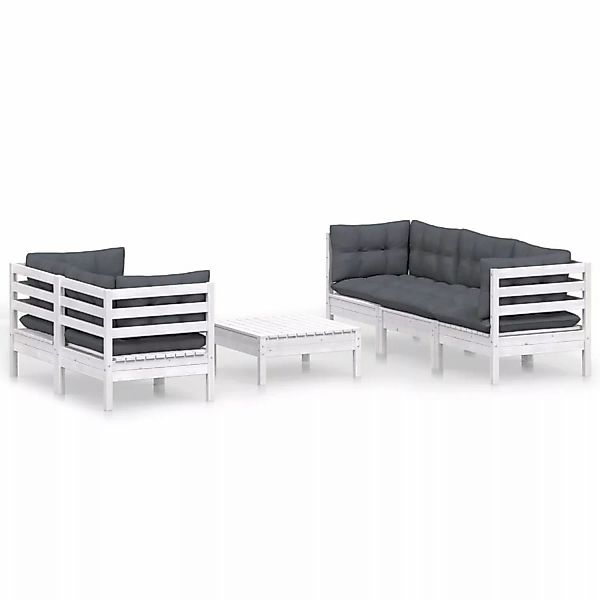 6-tlg. Garten-lounge-set Mit Anthrazit Kissen Kiefernholz günstig online kaufen