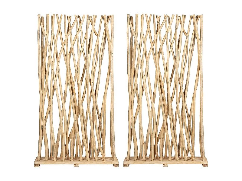 Raumteiler 2er Set - 100 x 25 x 180 cm - Teakholz - Naturfarben - GAYANA günstig online kaufen