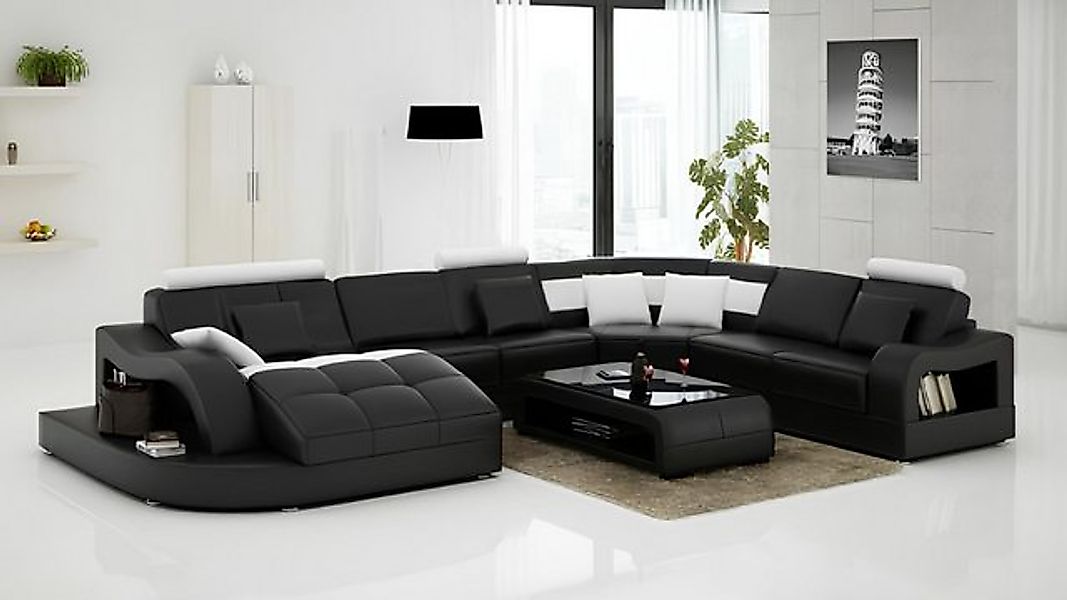 JVmoebel Ecksofa Designer Ecksofa mit Liege Couch Sofa Wohnlandschaft Leder günstig online kaufen