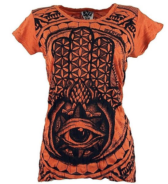 Guru-Shop T-Shirt Sure T-Shirt Fatimas Hand - rostorange Festival, Goa Styl günstig online kaufen