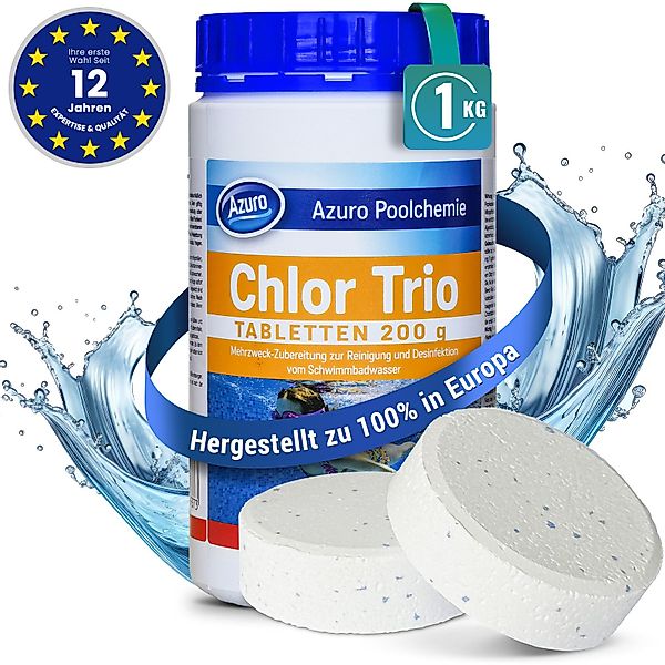 Azuro Chlortabletten Poolpflege Chlortabs 200g langsamlöslich, günstig online kaufen