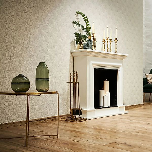 Bricoflor 20er Jahre Tapete Rot Gold Edle Vliestapete mit Art Deco Ornament günstig online kaufen