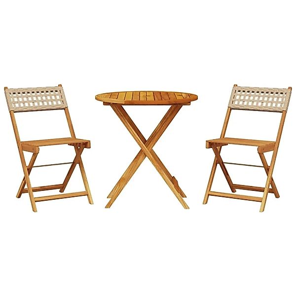 vidaXL 3-tlg Bistro-Set Beige Poly Rattan und Massivholz Modell 3 günstig online kaufen