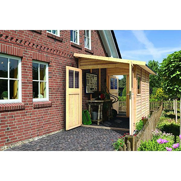 Karibu Holz-Gartenhaus Kristiansund Natur Pultdach Unbehandelt 178 cm x 265 günstig online kaufen
