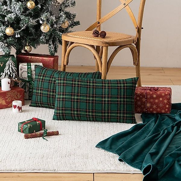 FOUORTUNATE-BEE Kissenbezüge Weihnachtliche Kissenbezüge im Karomuster für günstig online kaufen
