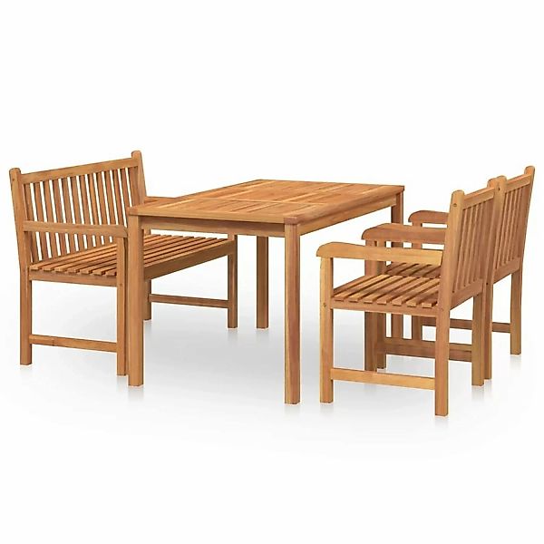 Vidaxl 4-tlg. Garten-essgruppe Massivholz Teak günstig online kaufen