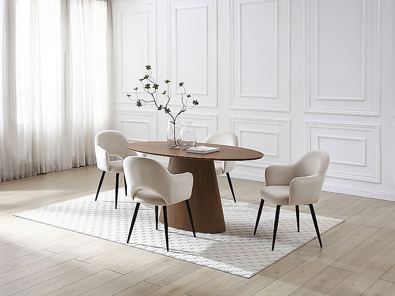 Esstisch 6 Personen - Nussbaumfurnier - Holzfarben dunkel - ANTELADA günstig online kaufen