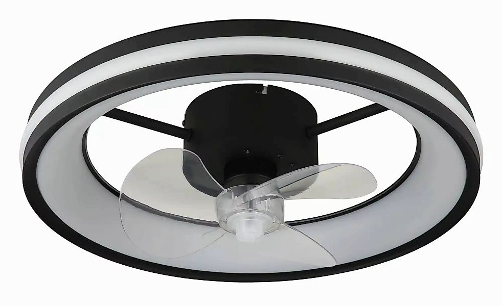 Deckenventilator ¦ schwarz ¦ Maße (cm): B: 49,5 H: 15  Ø: 49.5 Lampen & Leu günstig online kaufen