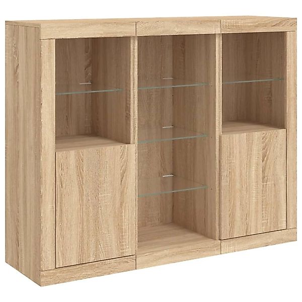 vidaXL Sideboards mit LED-Leuchten 3 Stk Sonoma-Eiche Holzwerkstoff 3209123 günstig online kaufen