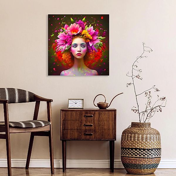 queence Acrylglasbild »Blumenfrau«, Fantasy-Frau-Blumen-Blumenbilder, (1 St günstig online kaufen