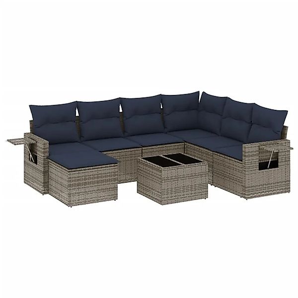 vidaXL 8-Tlg Gartensofa-Set mit Kissen Grau Polyrattan 3220510 günstig online kaufen