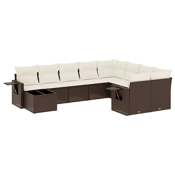 vidaXL 10-Tlg Garten-Sofagarnitur mit Kissen Braun Poly Rattan 3220662 günstig online kaufen