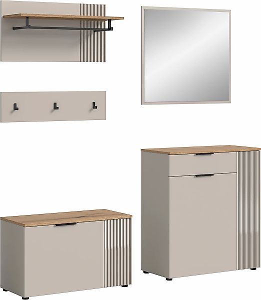 Home affaire Garderoben-Set "EDIL, Breite 175 cm, 5-teilig, Front mit hochw günstig online kaufen