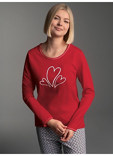 Trigema Schlafanzug "TRIGEMA Pyjama-Oberteil mit süßem Herzen-Print", (1 tl günstig online kaufen