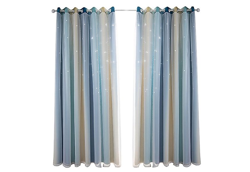 MODFU Verdunkelungsvorhang 2er Set Tüllvorhänge Farbverlauf Vorhänge Curtai günstig online kaufen