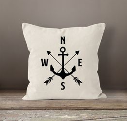MoonWorks Dekokissen Maritimer Kissen-Bezug Anker Kompass günstig online kaufen