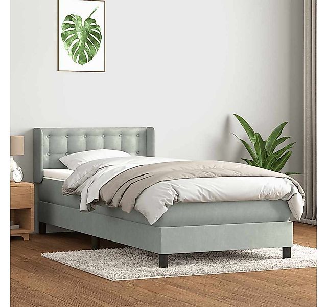 vidaXL Boxspringbett, Boxspringbett mit Matratze Hellgrau 80x220 cm Samt günstig online kaufen